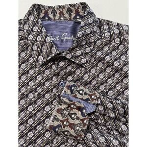Robert Graham Classic Fit Shirt Men's Large Contrast Skull Spade Flip Cuffs